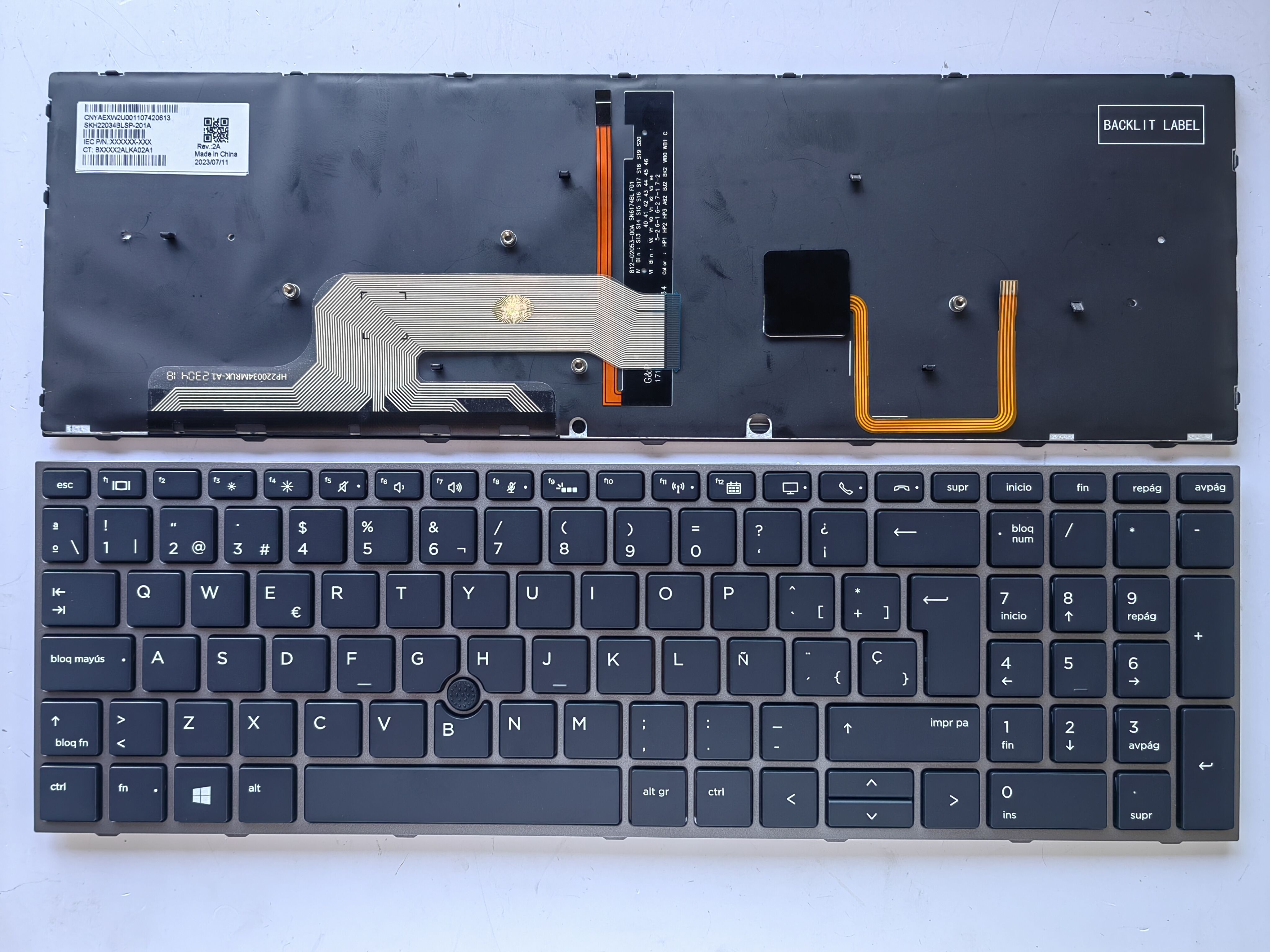 Picture of New Replacement Laptop Keyboard For HP ZBOOK15G5 Silver Gray FRAME BLACK Backlit with point (OEM) SP Layout